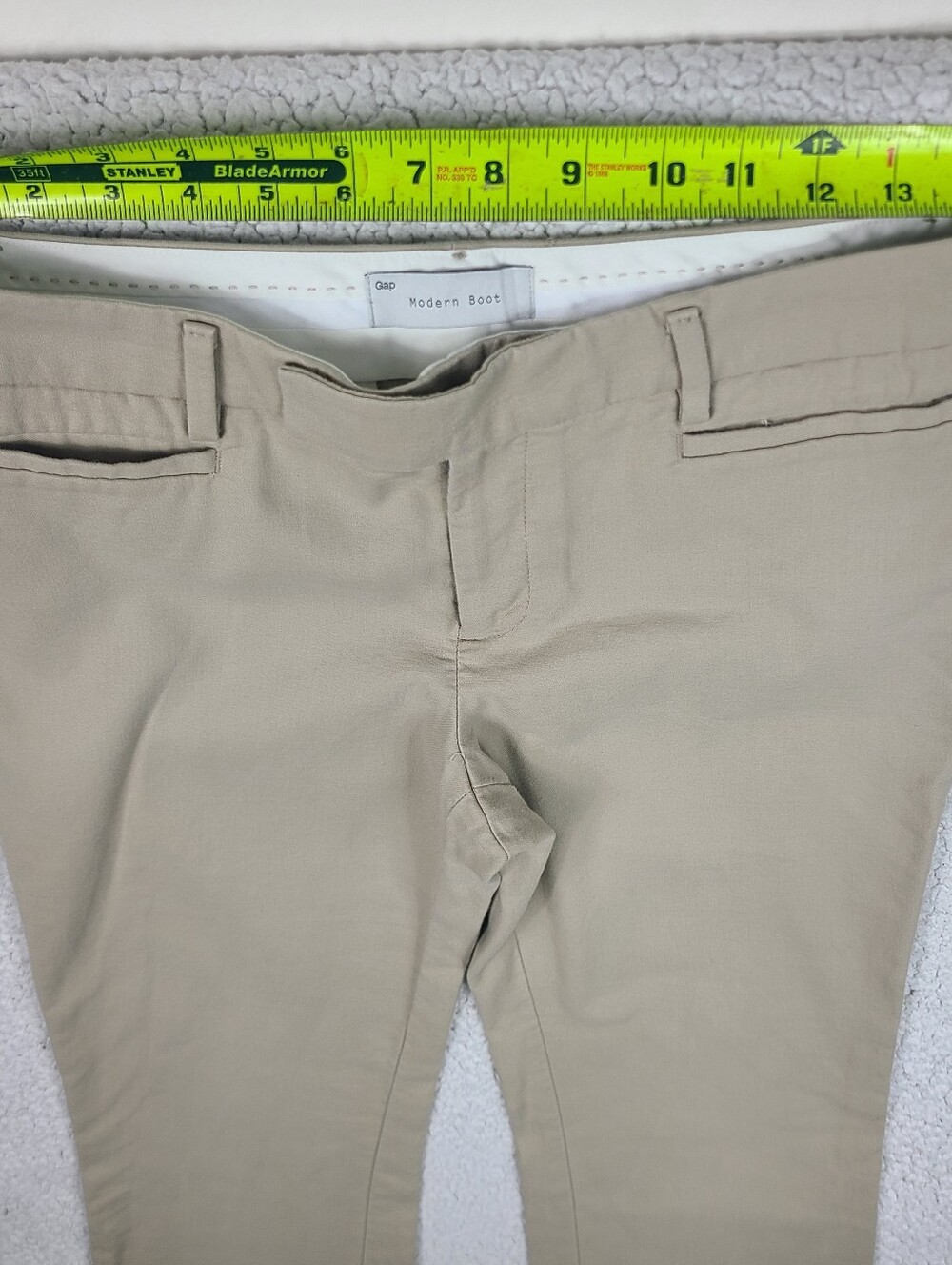 Gap Modern Boot Khaki Pants Beige Bootcut Chino Trousers 100% Cotton 2A - Picture 4 of 13